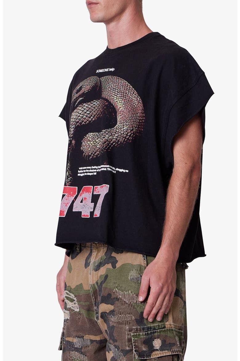 Snake Graphic Cutoff T-Shirt, Alternate, color, VINTAGE BLACK