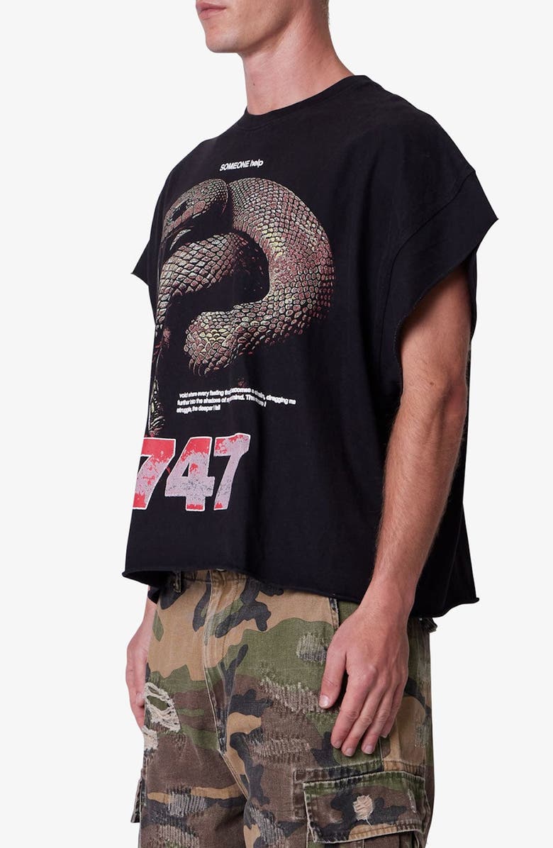 mnml Snake Graphic Cutoff T-Shirt, Alternate, color, Vintage Black