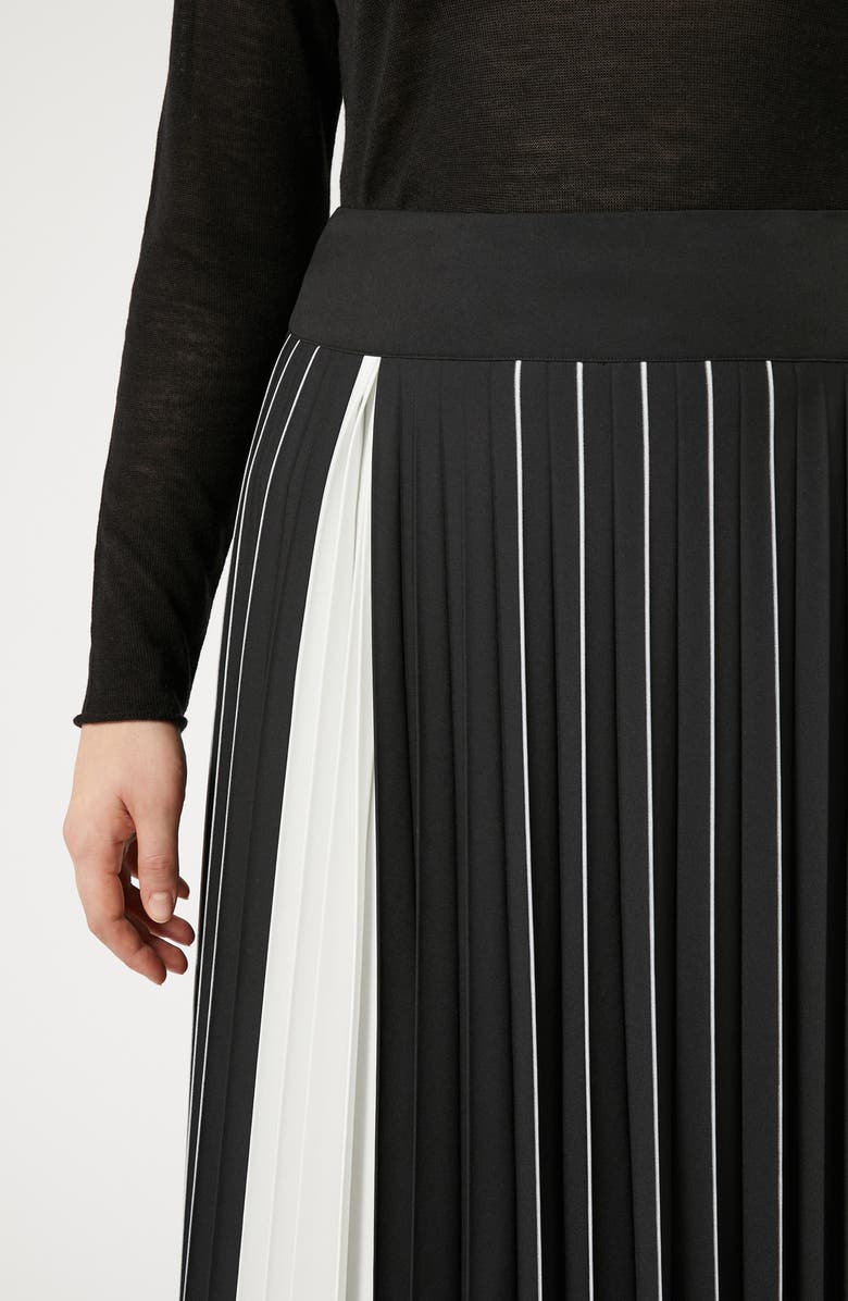 Marina Rinaldi Zina Colorblock Pleated Midi Skirt, Alternate, color, Black White