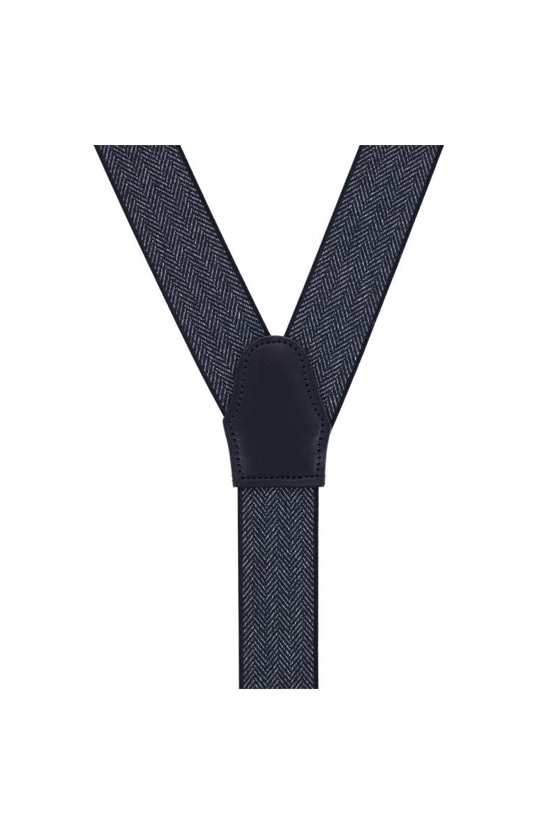Trafalgar Silas Classic Herringbone Elastic Button End Suspenders, Alternate, color, Black