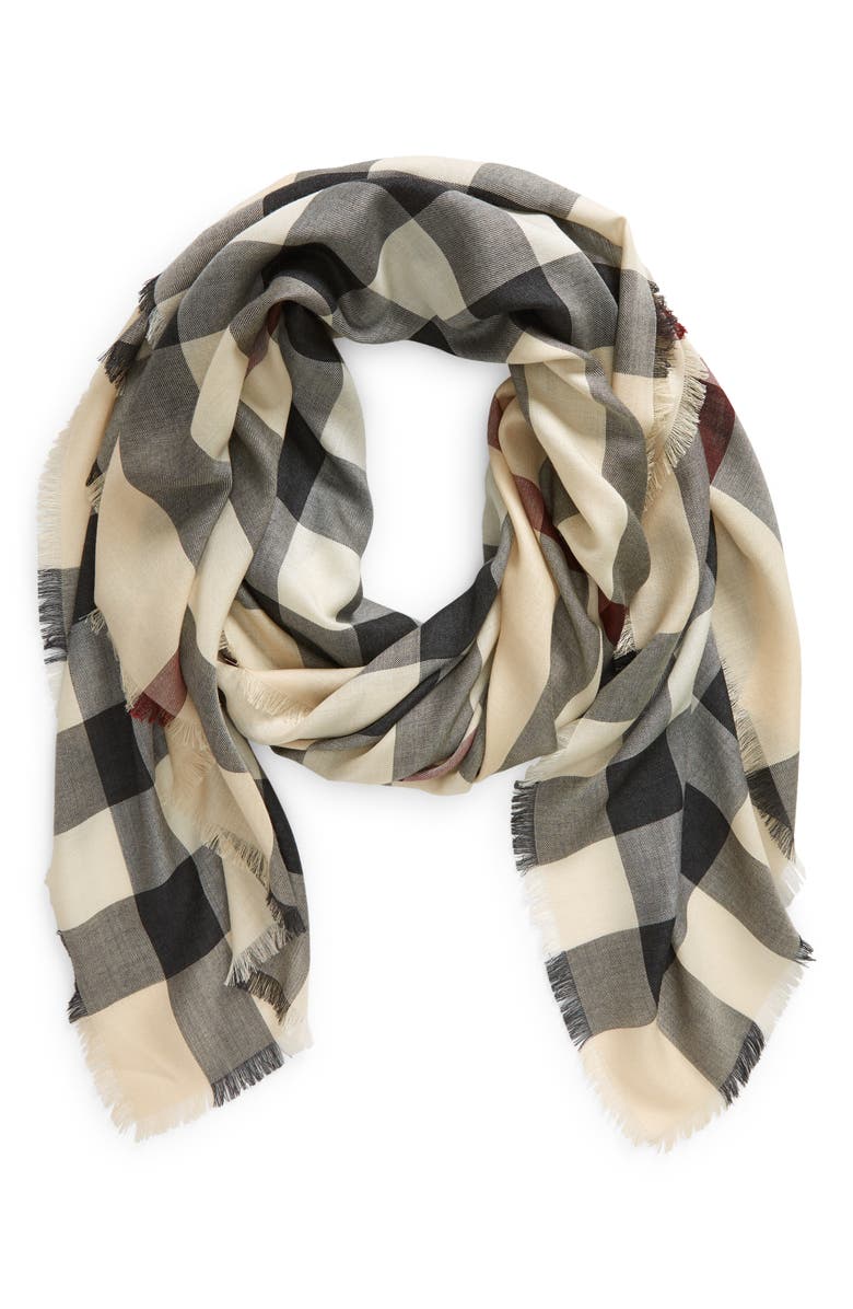 Burberry Check Lightweight Cashmere & Silk Scarf, Alternate, color, 