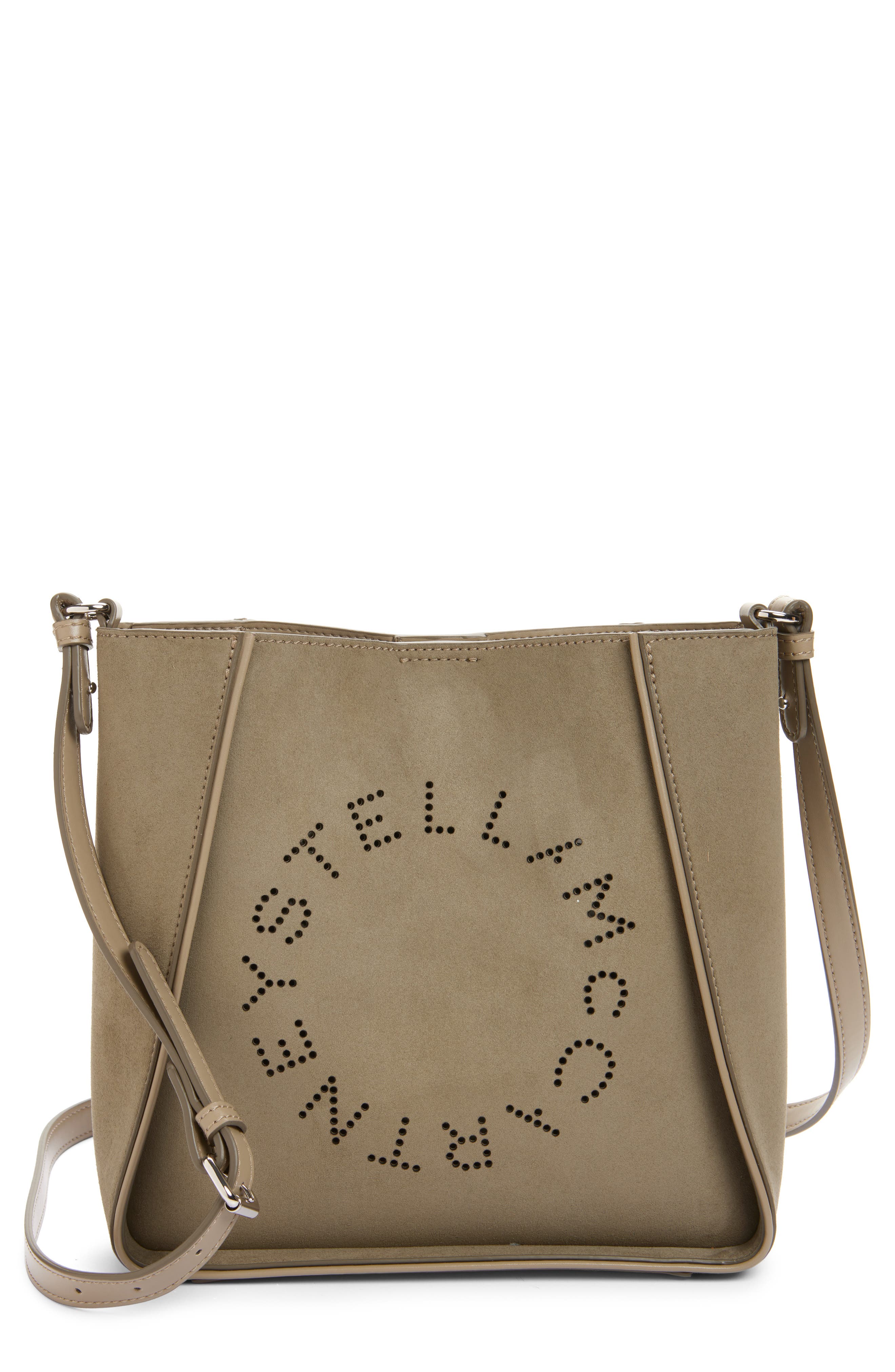 Stella McCartney Perforated Logo Faux Leather Crossbody Tote, Main, color, 