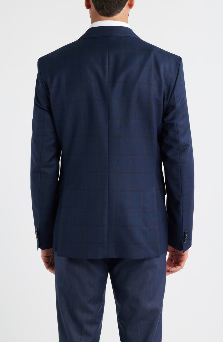 BOSS Hutson Slim Fit Navy Windowpane Check Wool Sport Coat, Alternate, color, Dark Blue