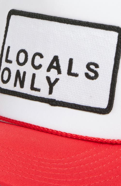 Friday Feelin ' Locals Only Patch Trucker Hat In Red Split