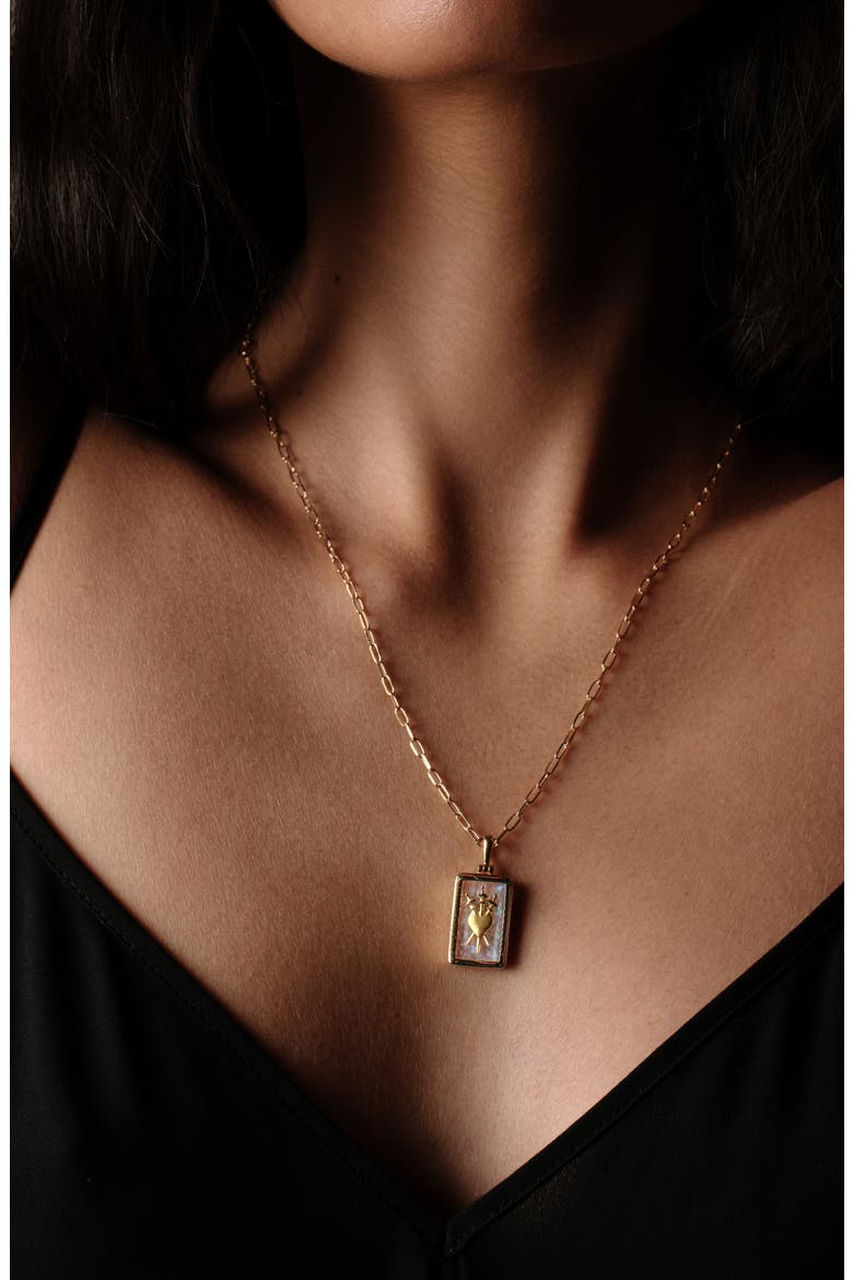 Three of Swords Moonstone Pendant Necklace, Alternate, color, 14K GOLD VERMEIL