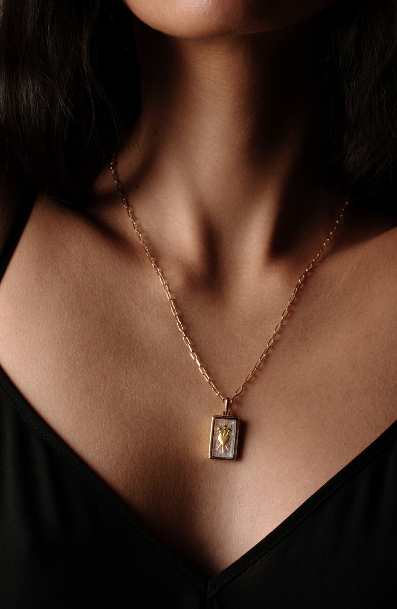 Awe Inspired Three of Swords Moonstone Pendant Necklace, Alternate, color, 14K Gold Vermeil