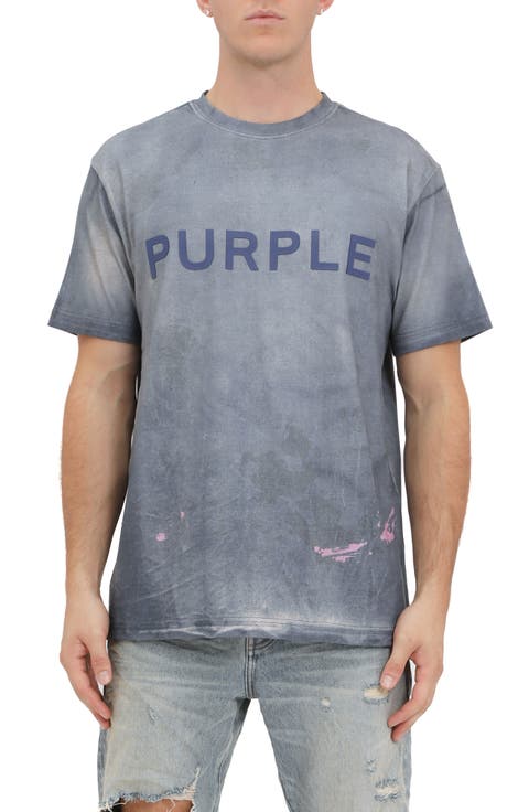 Tシャツ・カットソー PURPLE BRAND Men T Shirts P117HFGT125IVORY Yellow Purple Brand Textured Jersey SS Tee Monogram Cyber Yellow