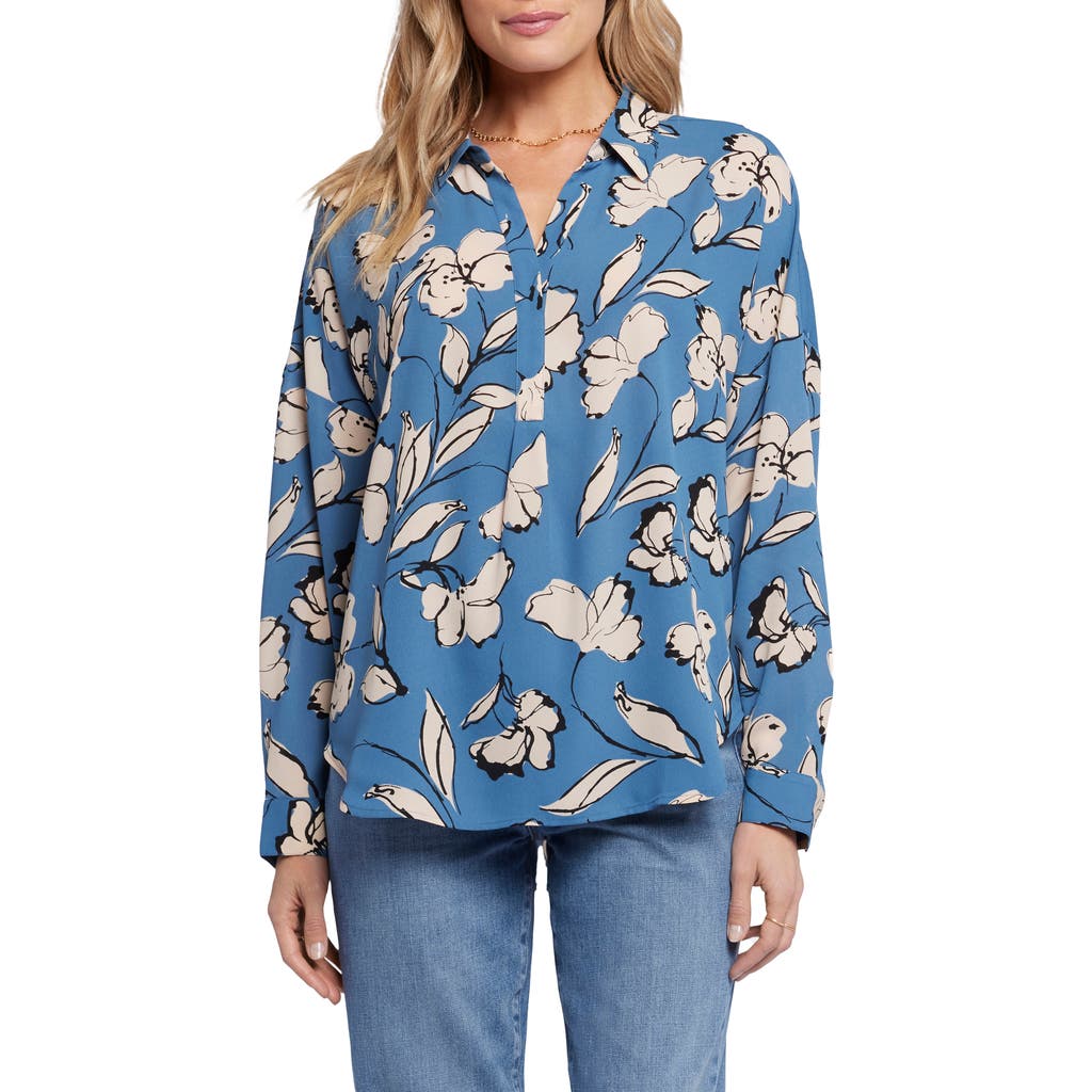 Nydj Womens Collar Polyester Blouse In La Grande