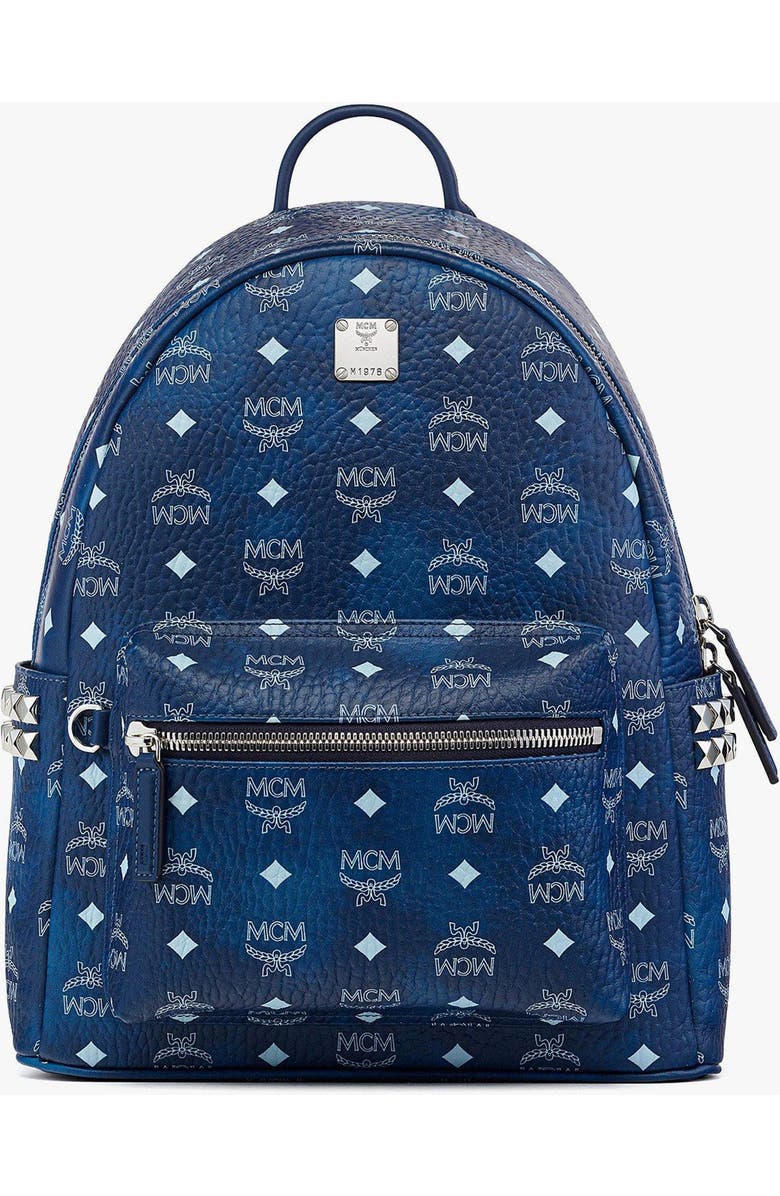 MCM Stark Side Studs Backpack in Visetos, Main, color, Blue