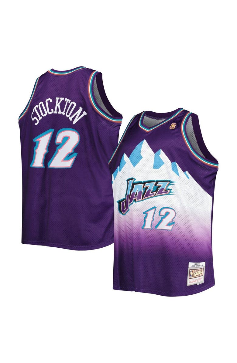 Mitchell & Ness Men's Mitchell & Ness John Stockton Purple Utah Jazz Big & Tall Hardwood Classics 1996/97 Swingman Jersey, Alternate, color, 