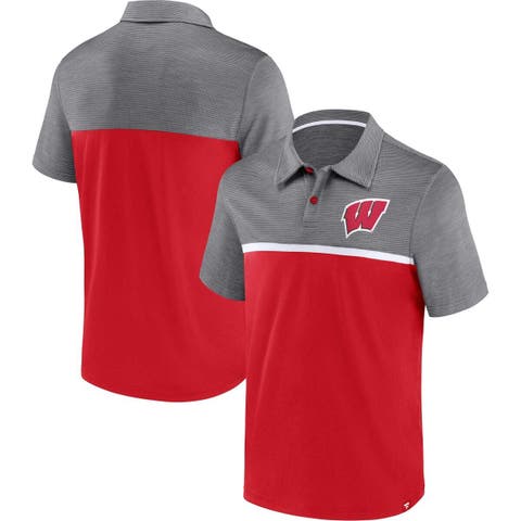 Men's Fanatics Branded Red/Gray Wisconsin Badgers Polo