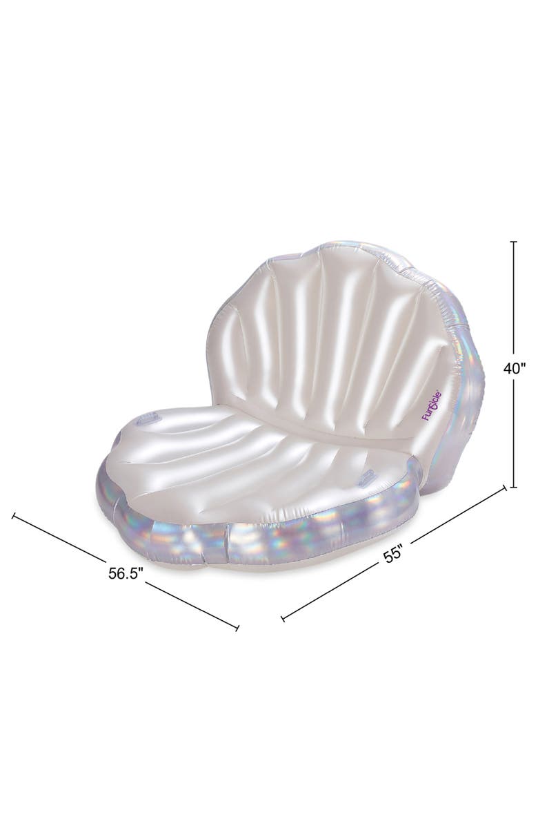 Funsicle Pearl Princess Lounge Inflatable Pool & Water Float, 58.5 Inch x 55 Inch x 40 Inch, Alternate, color, Silver