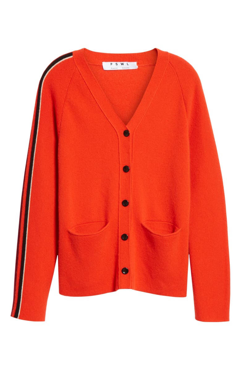 Proenza Schouler PSWL Stripe Sleeve Merino Wool & Cashmere Cardigan, Alternate, color, 