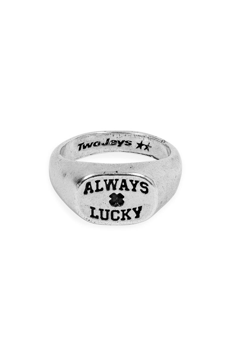 TWOJEYS Always Lucky Signet Ring, Alternate, color, Silver