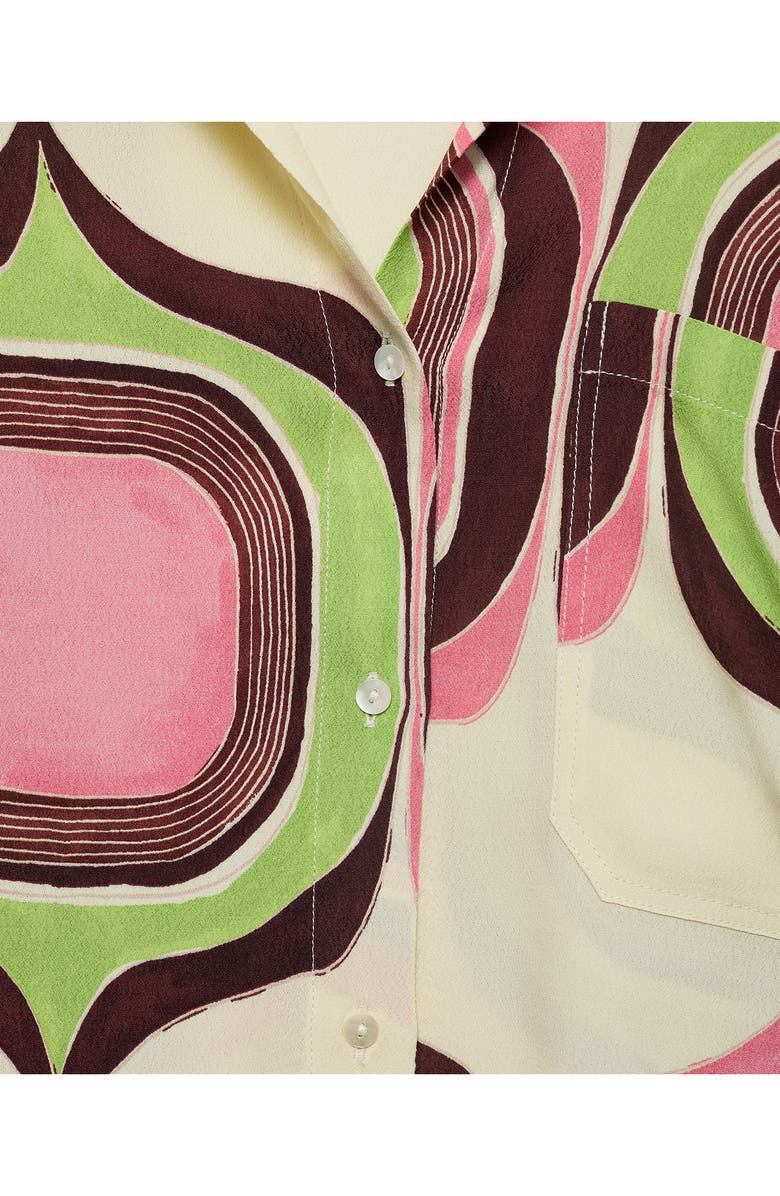 MANGO Geometric Print Shirt, Alternate, color, Ecru