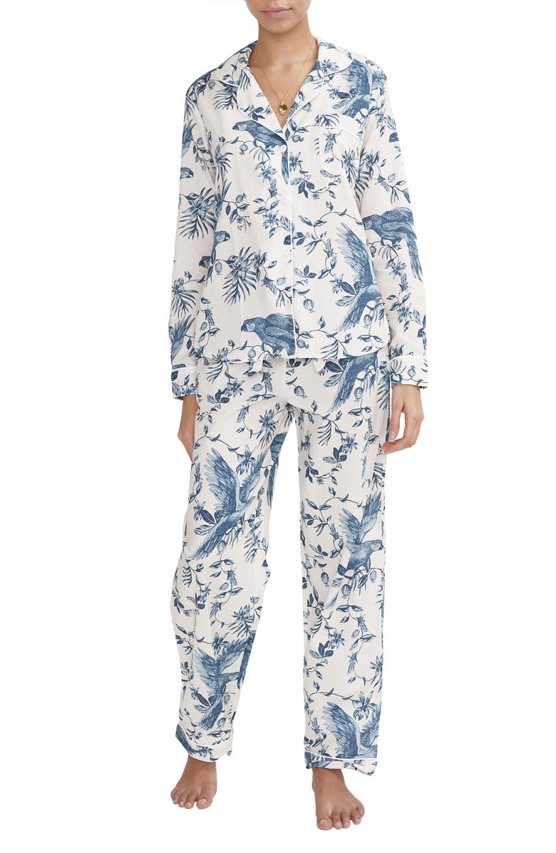 Desmond
Dempsey Long Pajama Set, Main, color, Parrot Cream/Blue