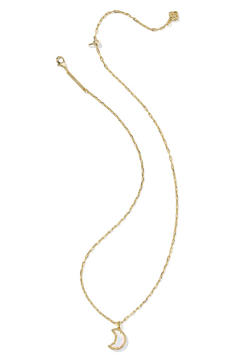 Kendra Scott Moon Pendant Necklace, Alternate, color, Gold White Opalescent Resin