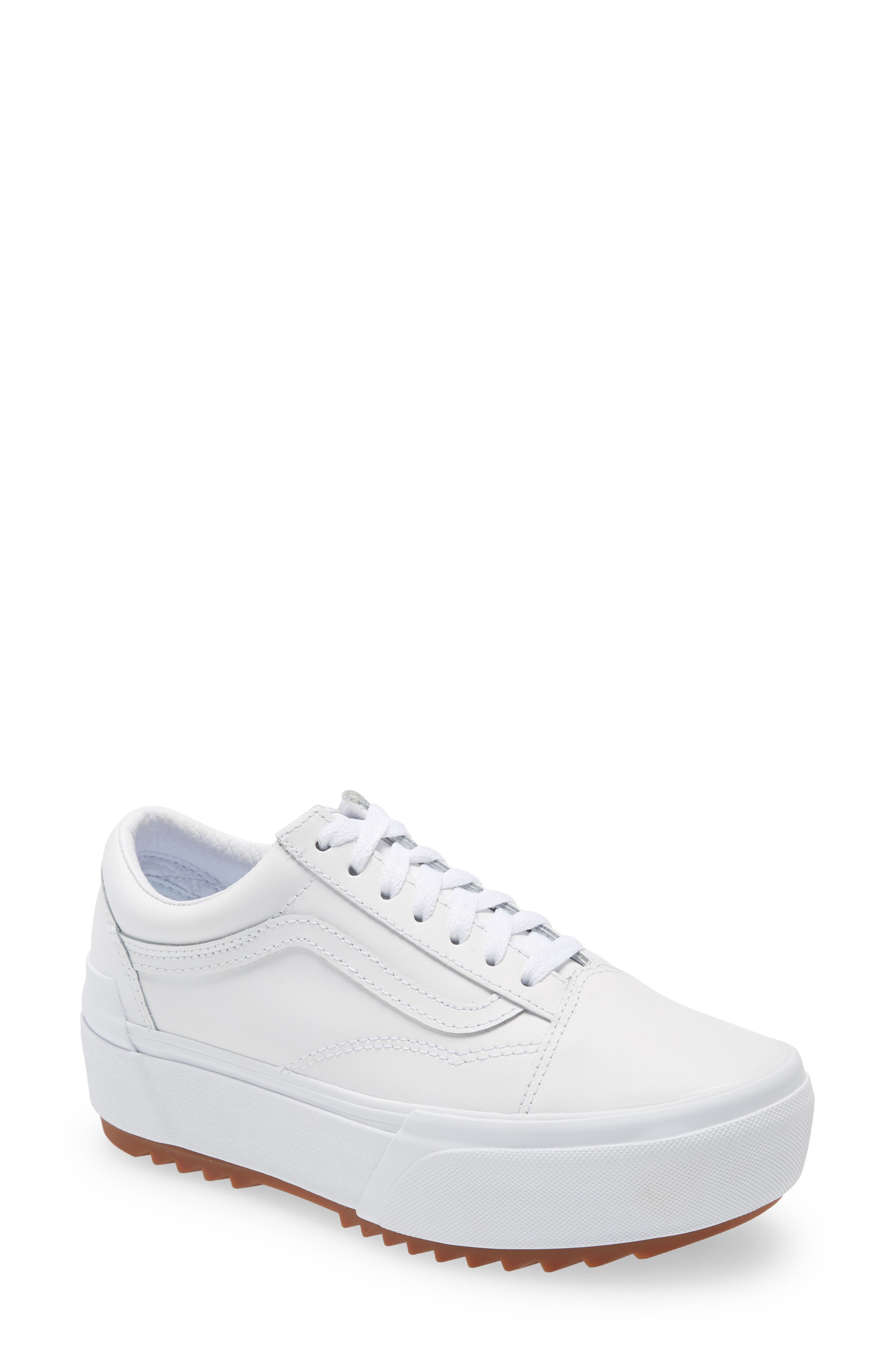Old Skool Stacked Platform Sneaker, Main, color, TRUE WHITE/ TRUE WHITE