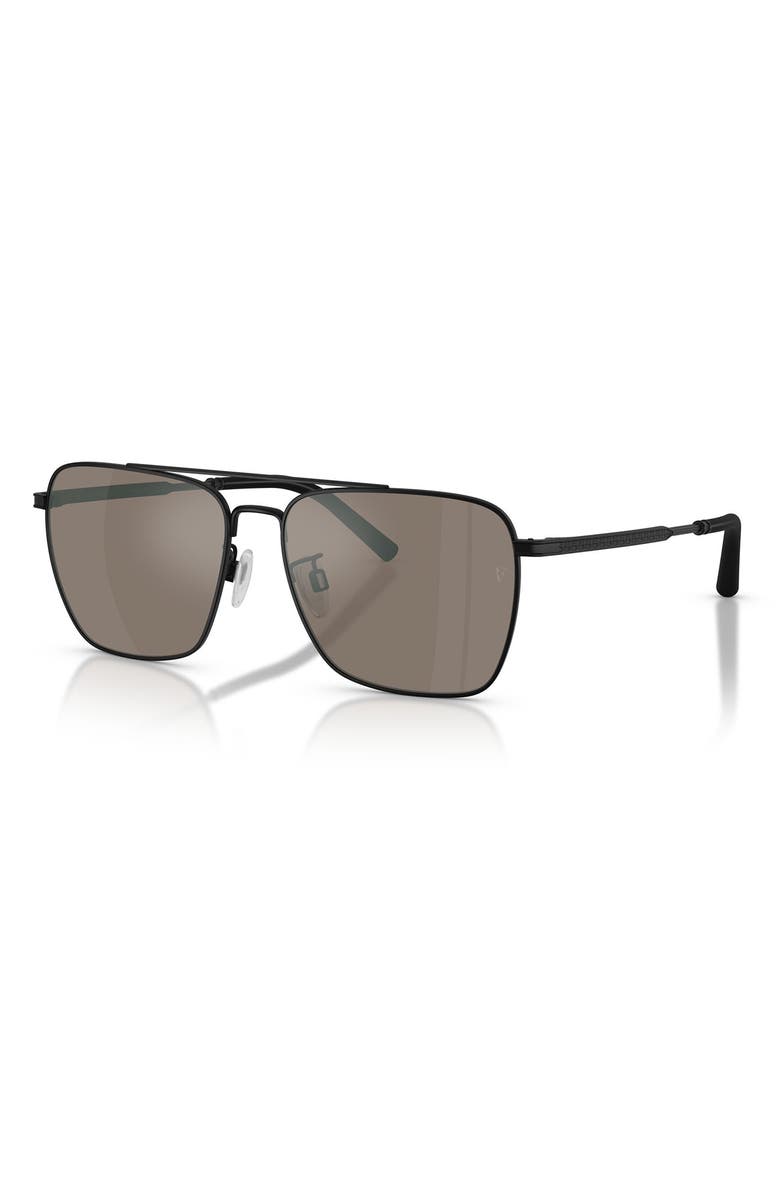 Oliver Peoples x Roger Federer R-15 56mm Square Sunglasses, Alternate, color, Matte Black / Sierra Mirror