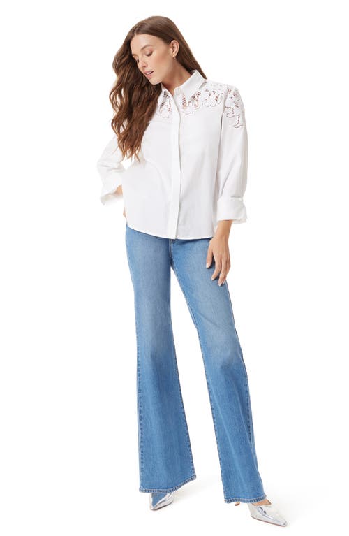 SAM EDELMAN SAM EDELMAN DOREY OVERSIZE LACE INSET COTTON BUTTON-UP SHIRT 