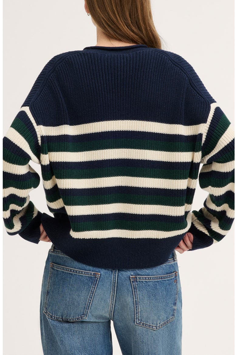 The Arden Crewneck Cotton Sweater, Alternate, color, PLACED NAVY TRIO STRIPE