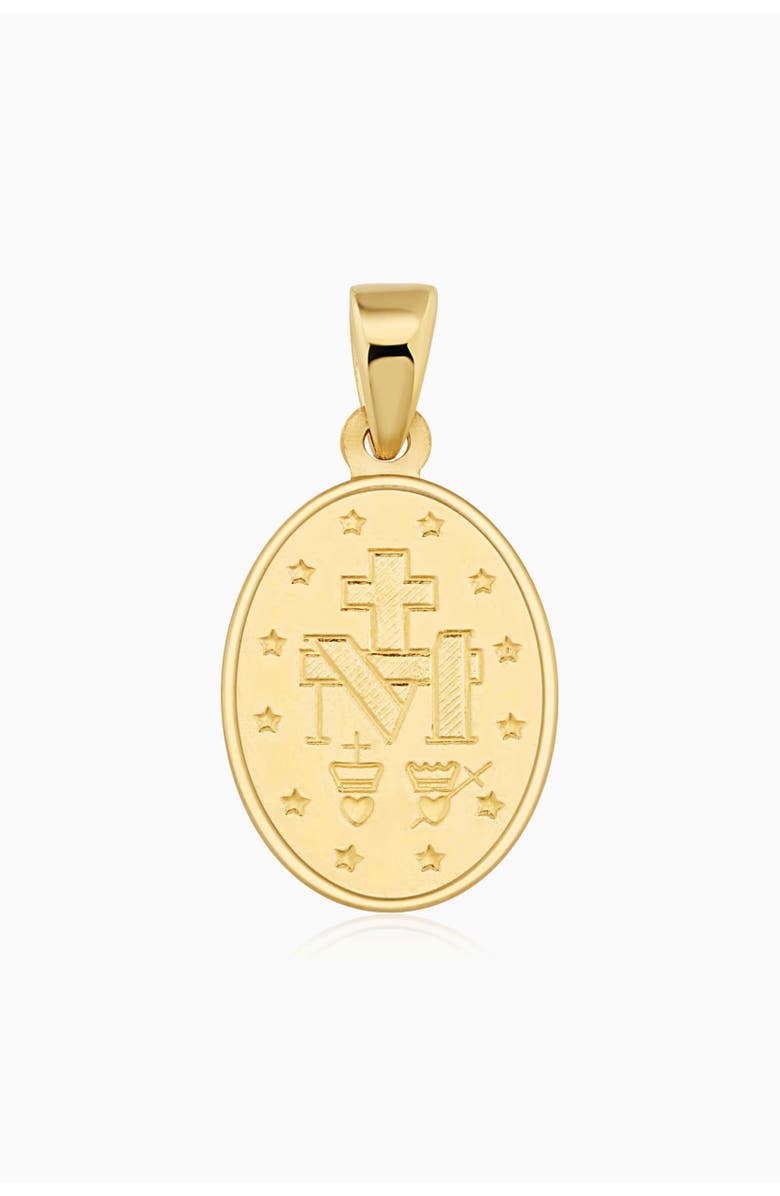 Oradina 14K Yellow Gold Miraculous Medal Pendant Charm, Alternate, color, Yellow Gold