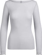 SKIMS Sheer Modal Blend Long Sleeve Boat Neck Top