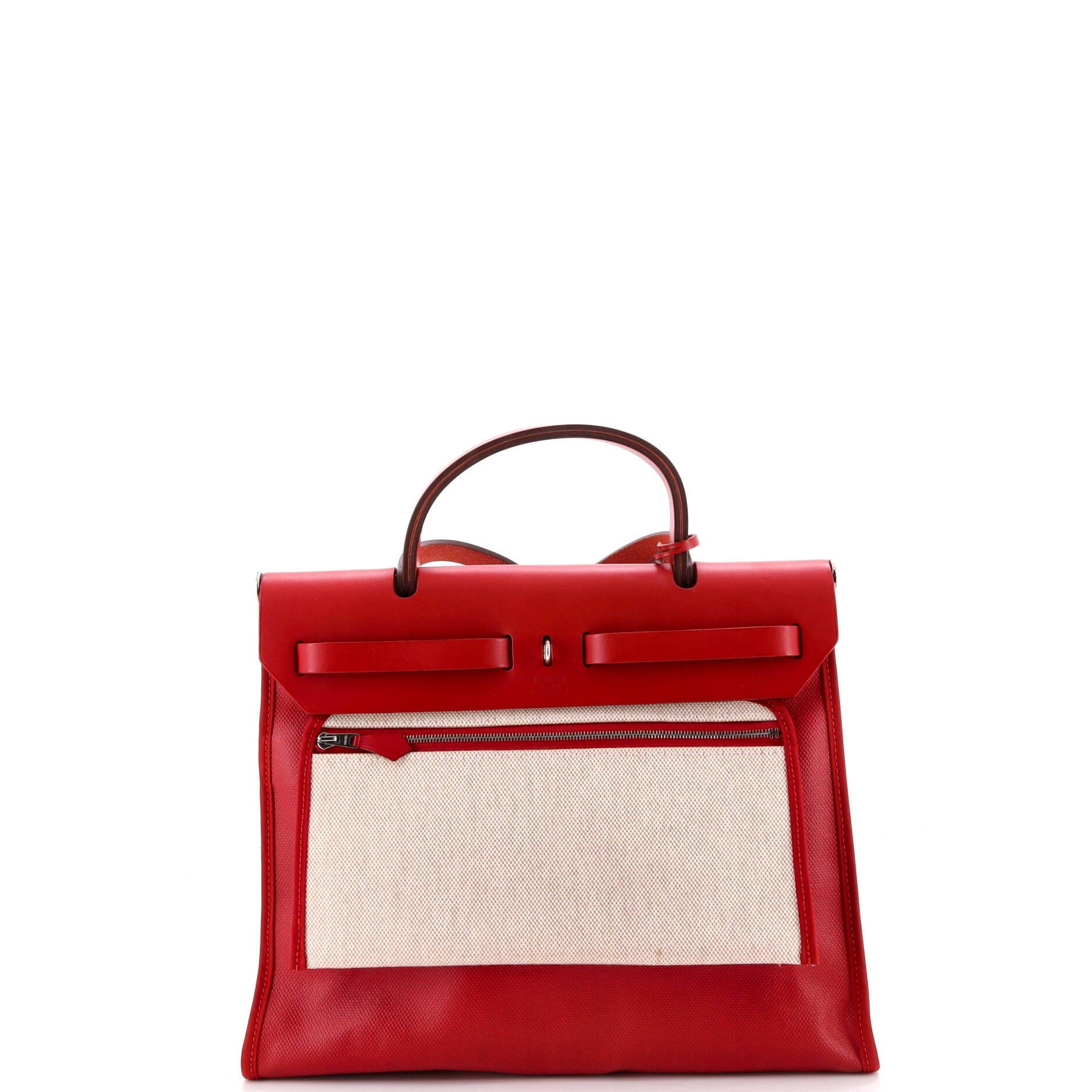 Pre-Owned Hermes Herbag Zip Berline Vache Canvas and Leather 31, Alternate, color, Rouge Piment