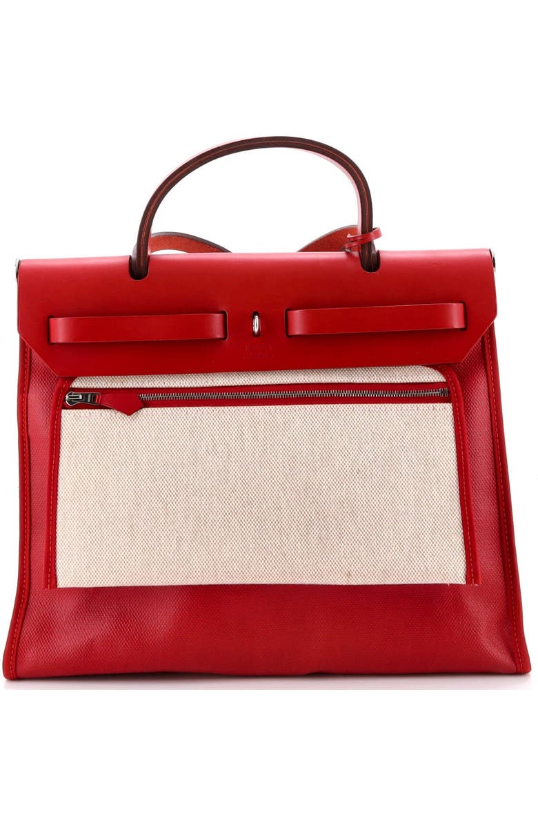 Pre-Owned Hermes Herbag Zip Berline Vache Canvas and Leather 31, Alternate, color, Rouge Piment