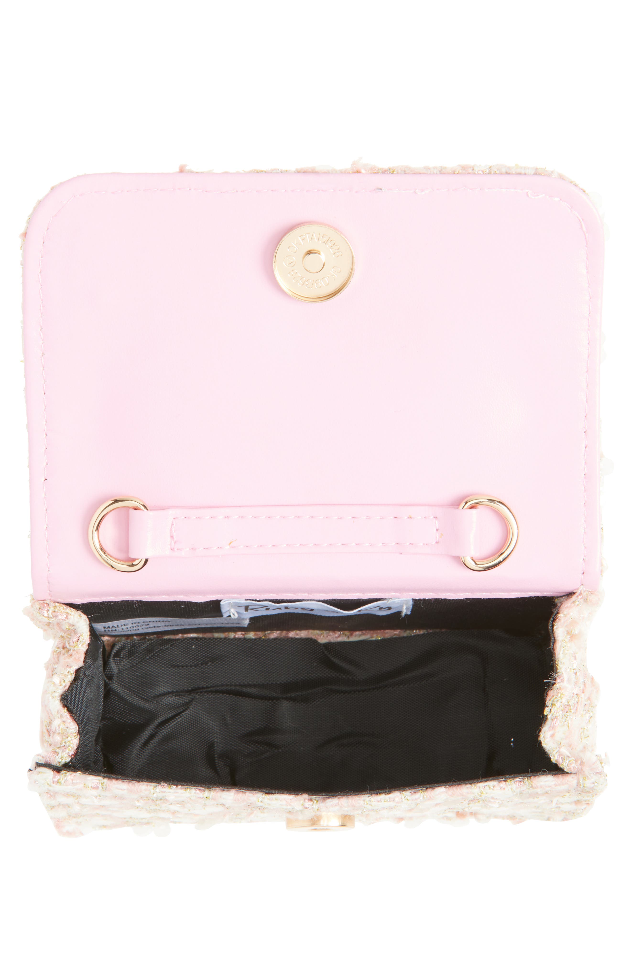 Ruby & Ry Kids' Pink Tweed Faux Pearl Top Handle Bag, Alternate, color, Pink