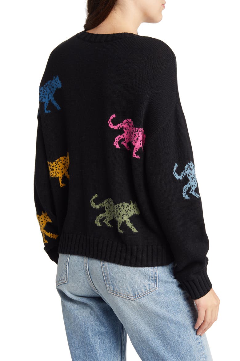 Perci Leopard Cotton & Cashmere Sweater, Alternate, color, JAGGED TIGER
