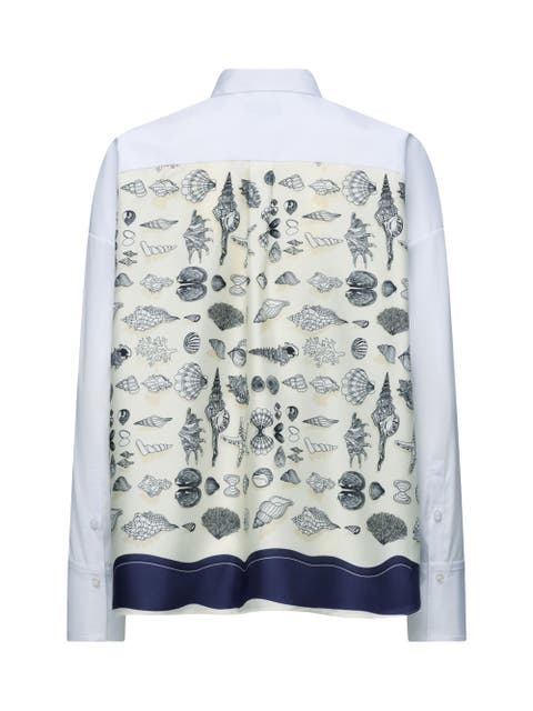 Sirene Seashell Print Scarf-back Shirt
