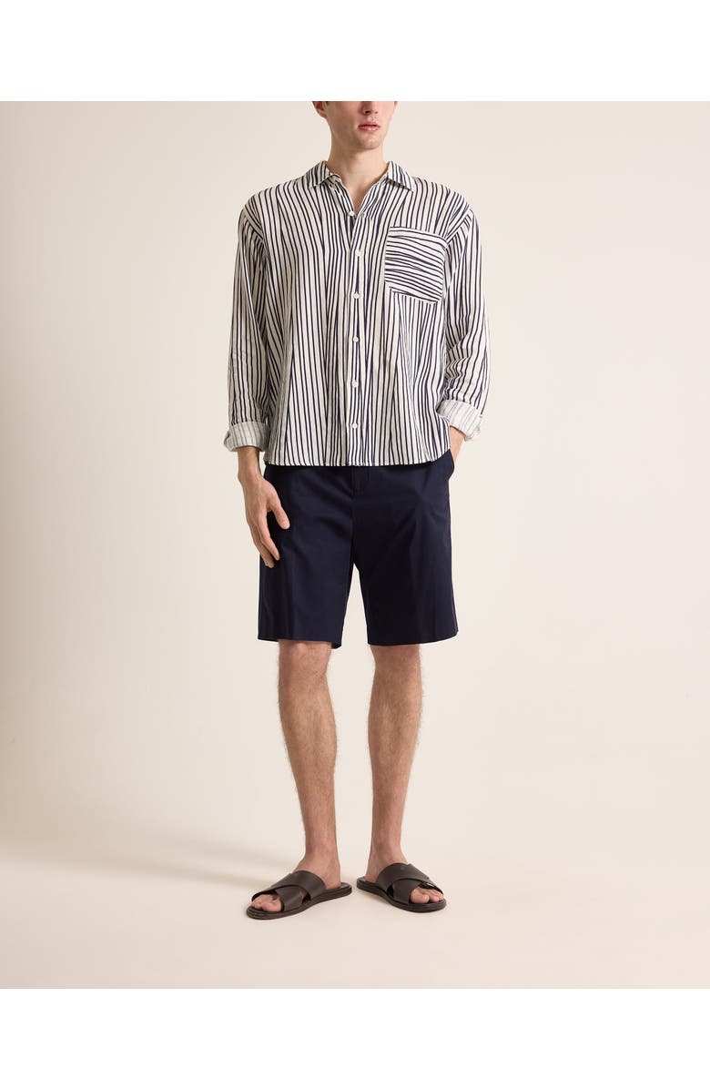 Orlebar Brown Grasmoor Linen Relaxed Fit Linen Stripe Shirt, Alternate, color, White Sand/Night Iris