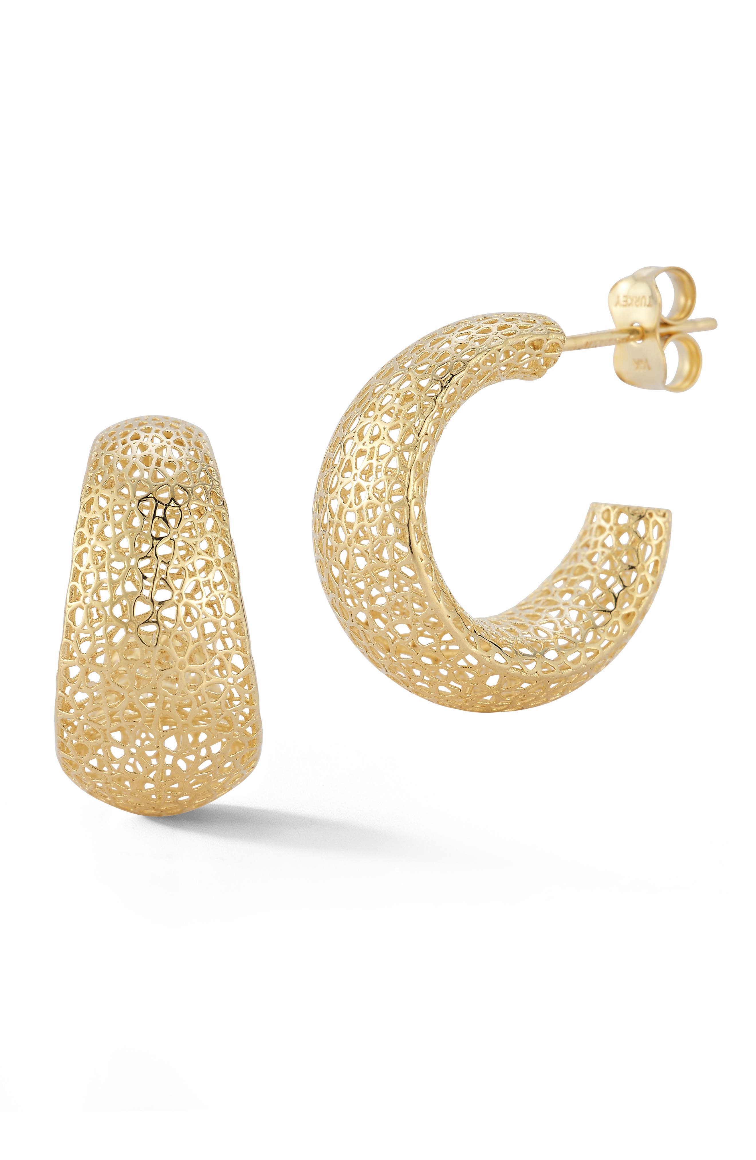 Ember Fine Jewelry 14K Gold Mesh Hoop Earrings
