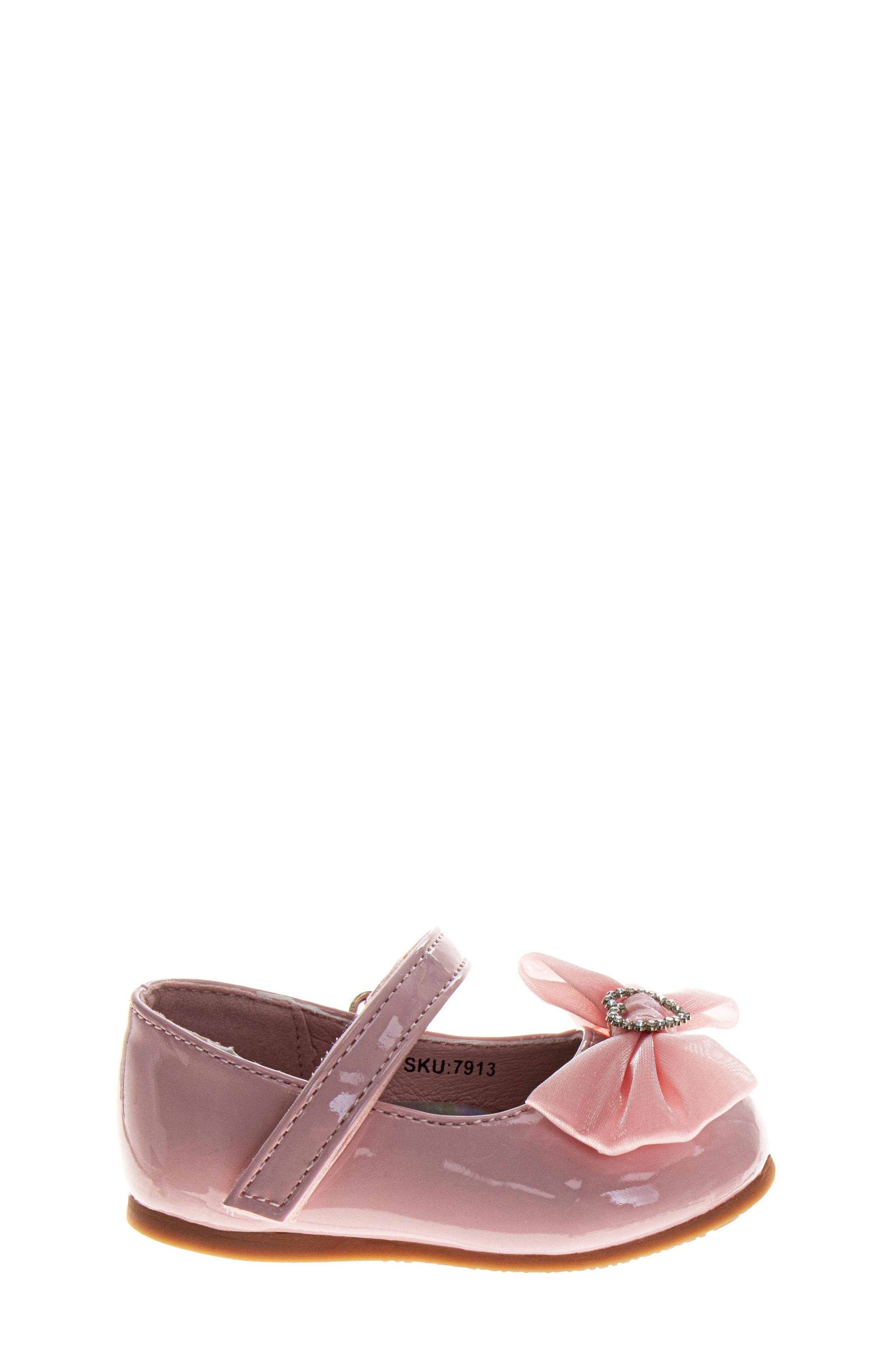 Kids' Bow Dress Flat, Alternate, color, BLUSH PATENT
