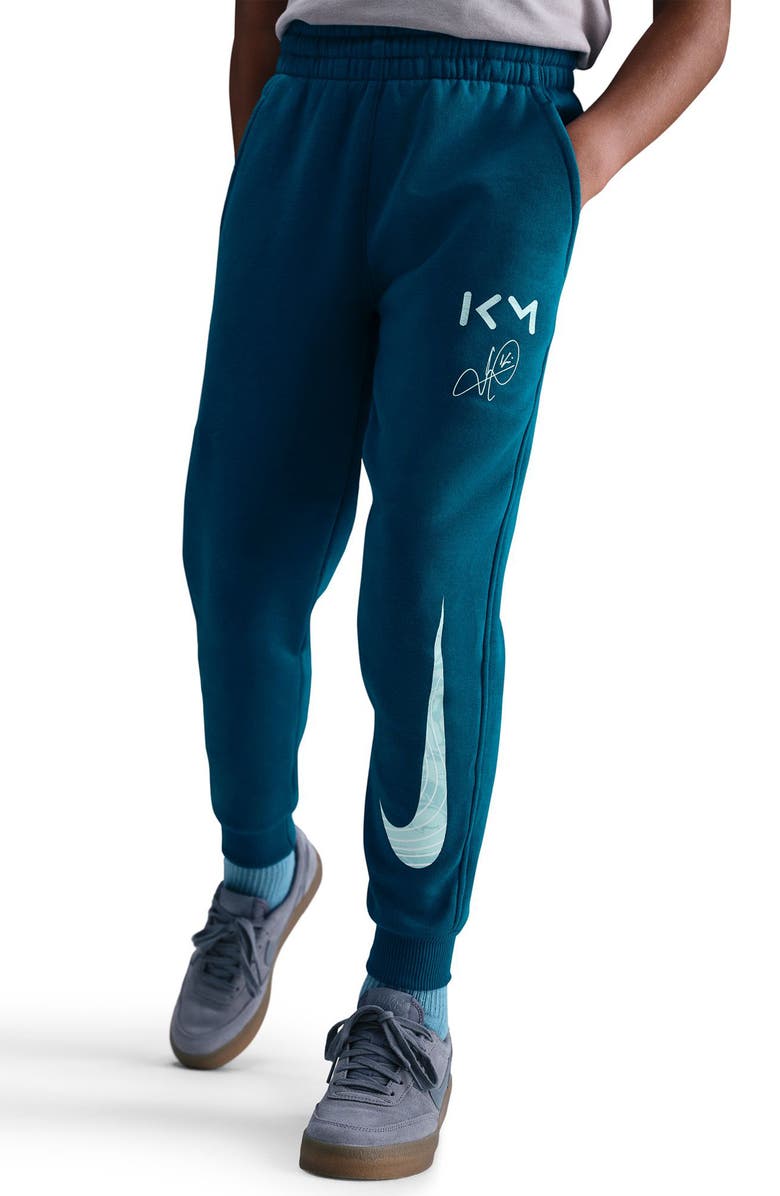 Nike Kids' Kylian Mbappé Club Fleece Joggers, Main, color, Green Abyss/ Igloo/ Light Dew