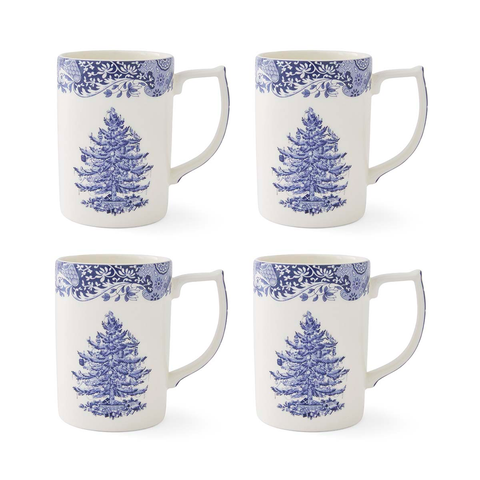 Blue Italian Christmas 12 oz Mug, Set of 4
