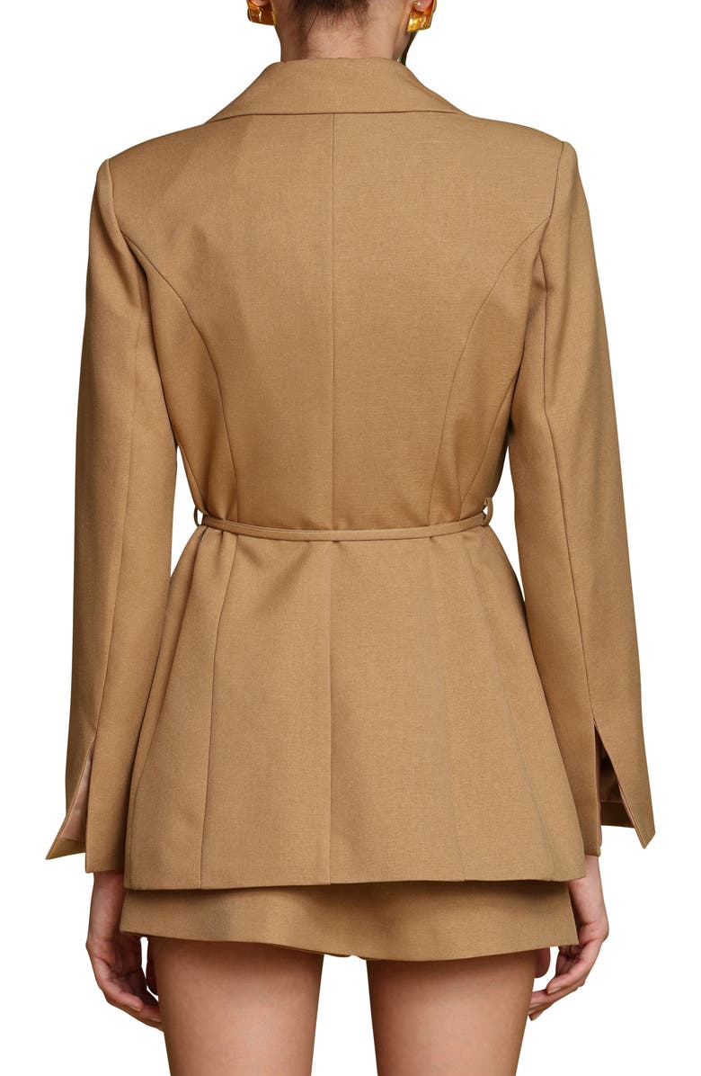 Avec Les Filles Tie Waist Cutaway Blazer, Alternate, color, Honey