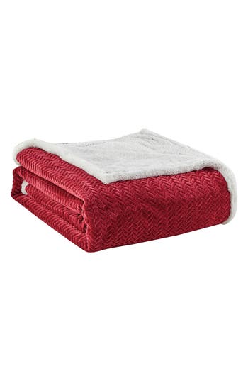 Luxury Home Jacquard Braided Throw Blanket In Burgundy