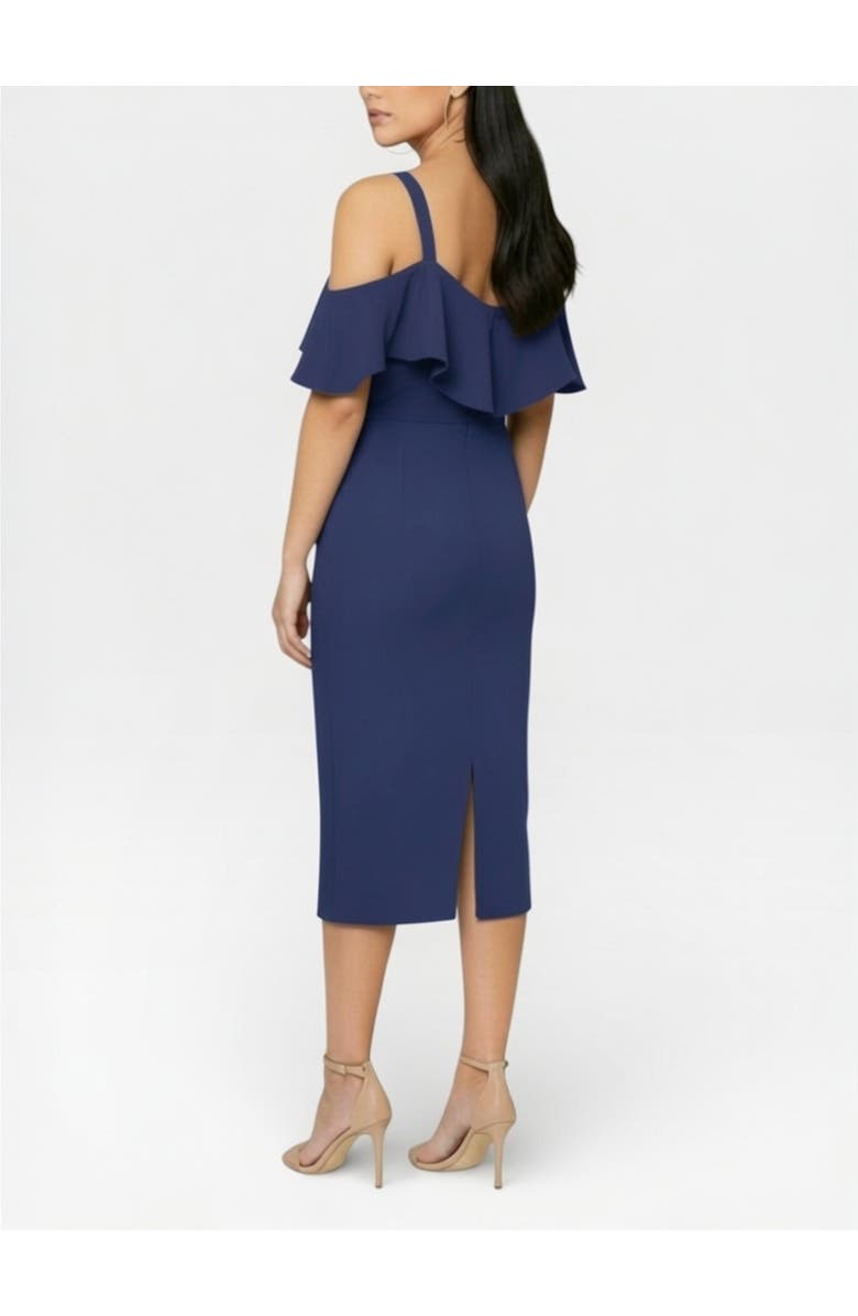 RACHEL Rachel Roy Marcella Off the Shoulder Ruffle Midi Dress, Alternate, color, True Navy