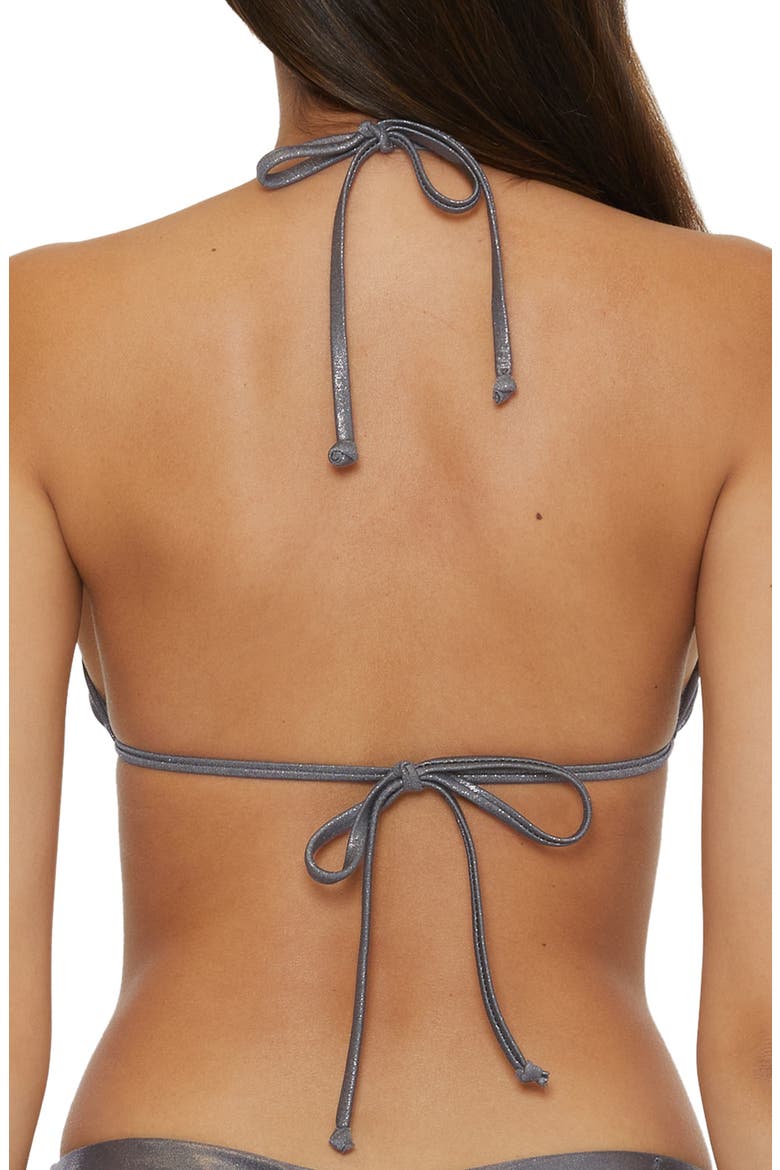 Liquid Metal Triangle Bikini Top, Alternate, color, STEEL