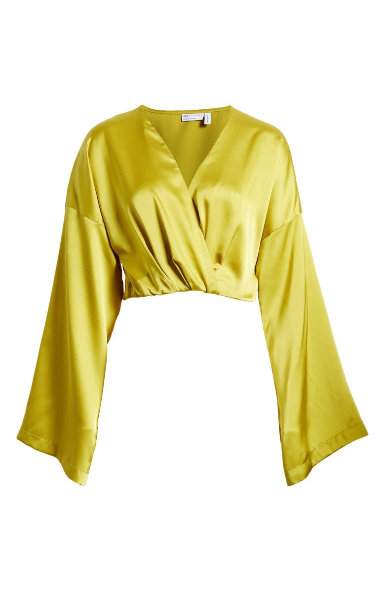 ASOS DESIGN Faux Wrap Satin Crop Top, Alternate, color, 