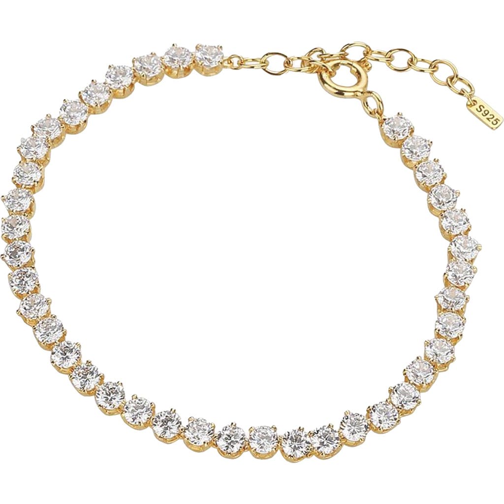 Bearfruit Jewelry Sterling Silver 18k Gold Plated Josephine Tennis Bracelet In Gold