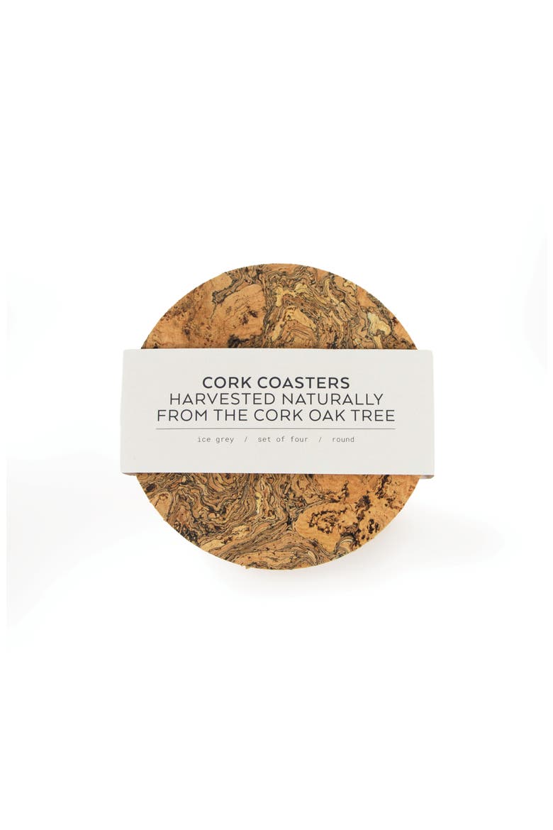 Natural Cork Round Coaster Set of 8, Main, color, Natural Cork