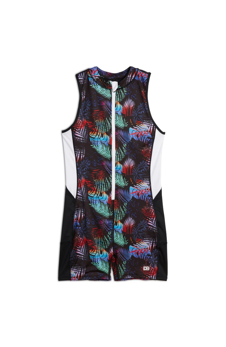 TomboyX 4.5-Inch Zip Up Swim Unisuit, Alternate, color, Palm Dreams