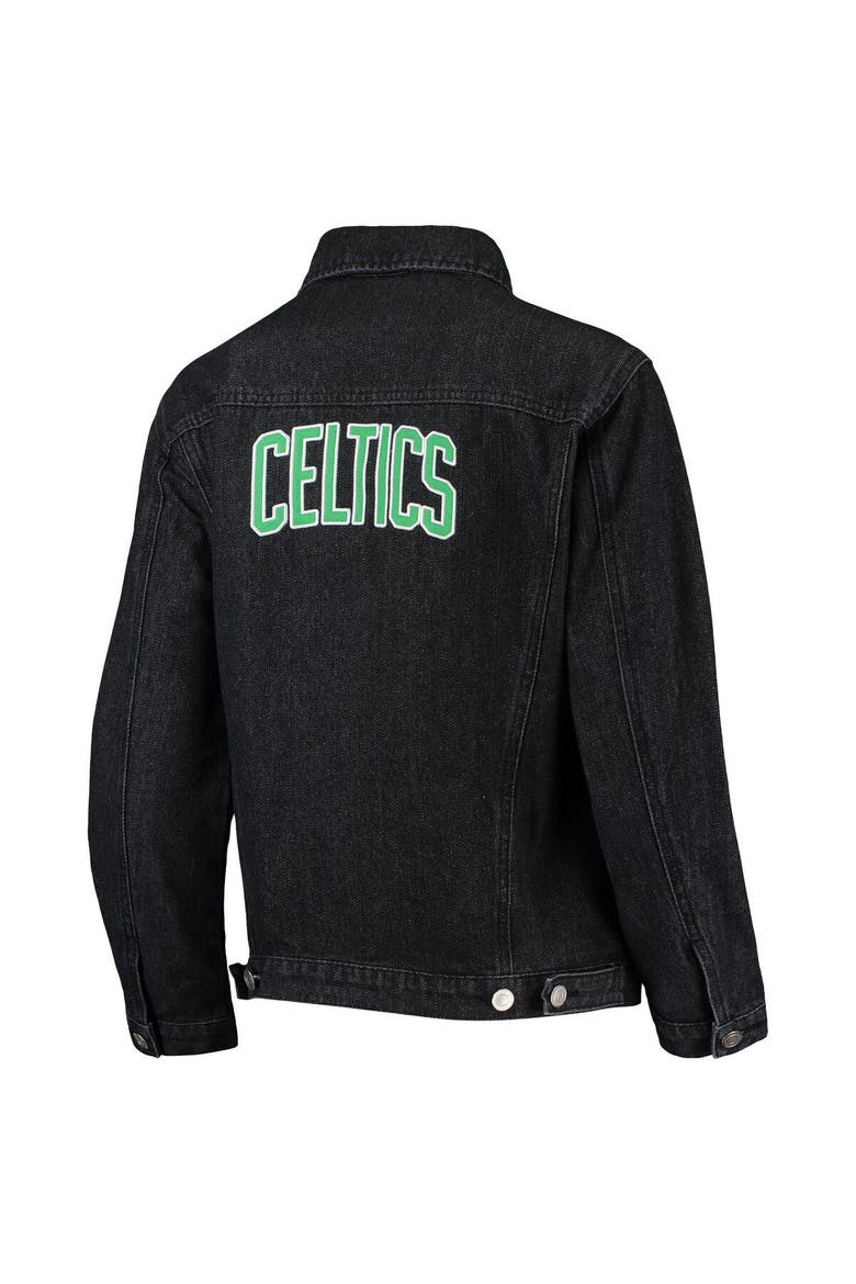 Women's The Wild Collective Black Boston Celtics Patch Denim Button-Up Jacket, Alternate, color, Black
