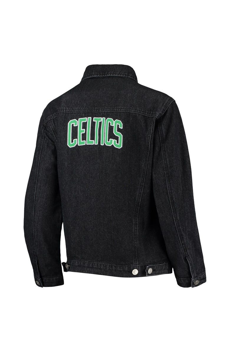 THE WILD COLLECTIVE Women's The Wild Collective Black Boston Celtics Patch Denim Button-Up Jacket, Alternate, color, Black