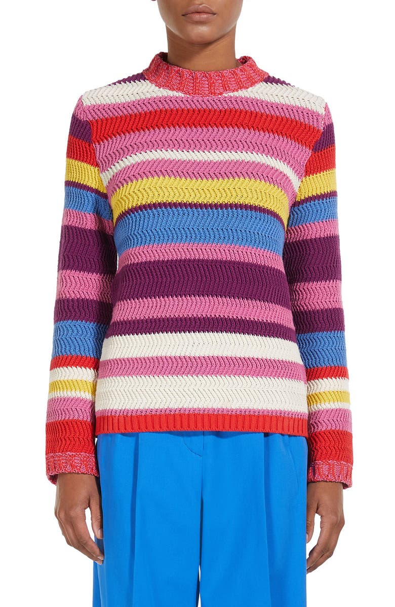 Weekend Max Mara Kabir Multicolor Stripe Cotton Blend Sweater, Main, color,