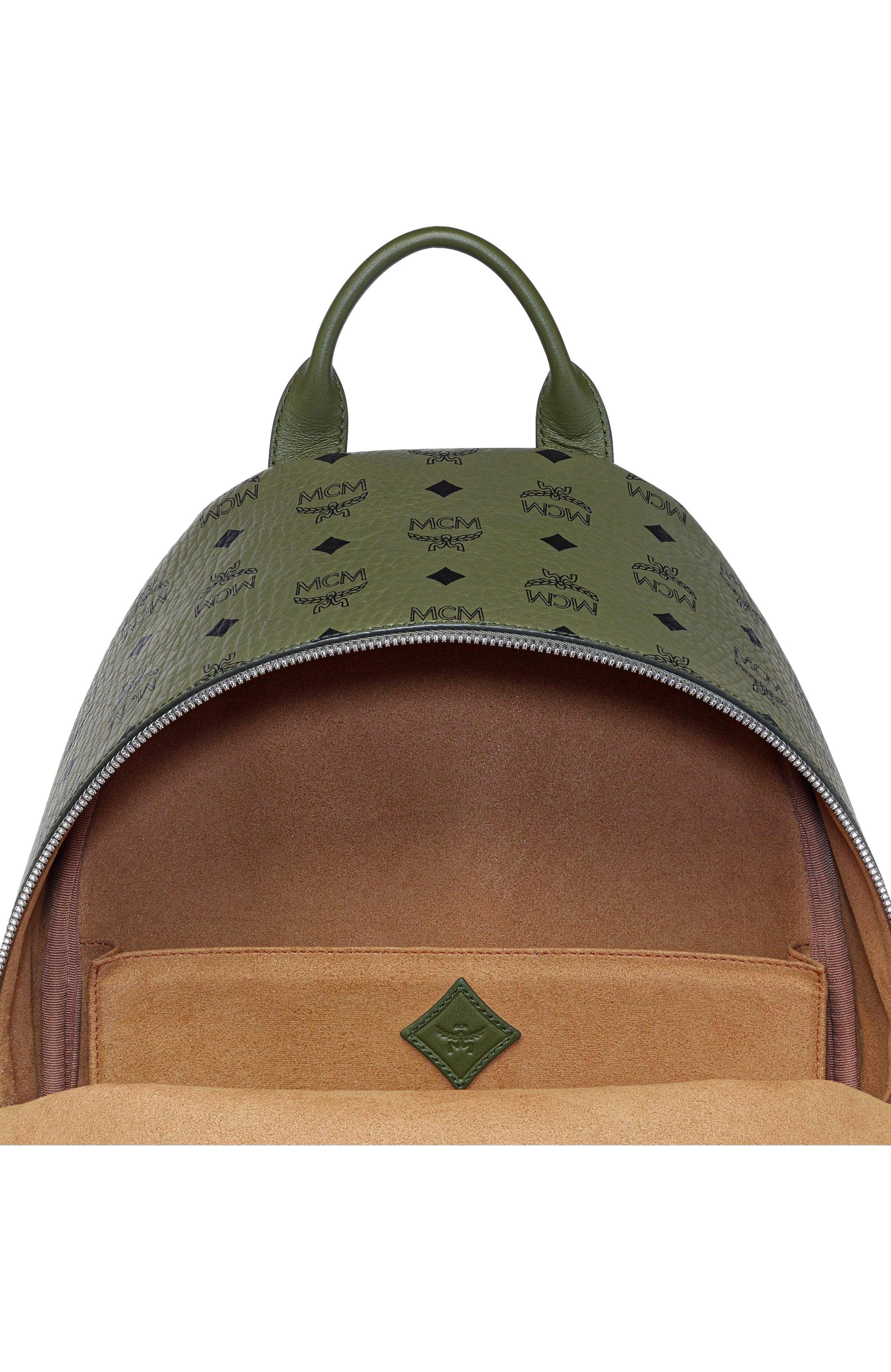 MCM Stark Backpack in Visetos, Alternate, color, Green
