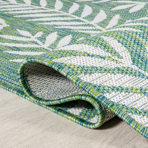 Jonathan Y Nevis Palm Frond Indoor/outdoor Round Area Rug In Cream/green